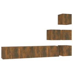 vidaXL Mueble de pared para TV madera contrachapada roble ahumado