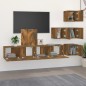 vidaXL Mueble de pared para TV madera contrachapada roble ahumado