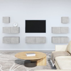 vidaXL Set de muebles de TV 7 pzas madera contrachapada gris hormigón