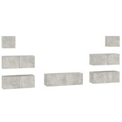 vidaXL Set de muebles de TV 7 pzas madera contrachapada gris hormigón