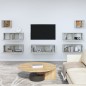 vidaXL Set de muebles de TV 7 pzas madera contrachapada gris hormigón
