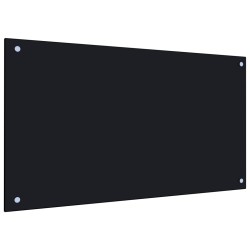 vidaXL Protección salpicaduras cocina vidrio templado negro 90x50 cm