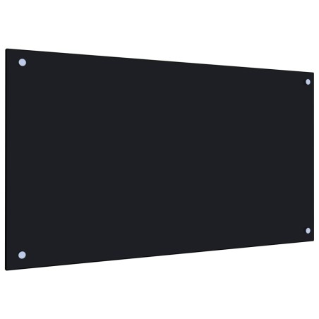 vidaXL Protección salpicaduras cocina vidrio templado negro 90x50 cm