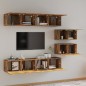 vidaXL Set de muebles de TV 6 pzas madera contrachapada roble ahumado