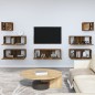 vidaXL Set de muebles de TV 7 pzas madera contrachapada roble ahumado