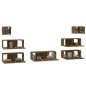 vidaXL Set de muebles de TV 7 pzas madera contrachapada roble ahumado