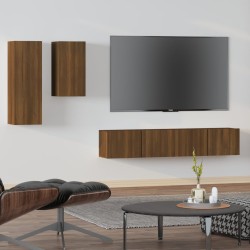 vidaXL Set de muebles para TV 4 pzas madera contrachapada marrón roble