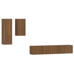 vidaXL Set de muebles para TV 4 pzas madera contrachapada marrón roble
