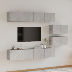 vidaXL Set de muebles de TV 6 pzas madera contrachapada gris hormigón