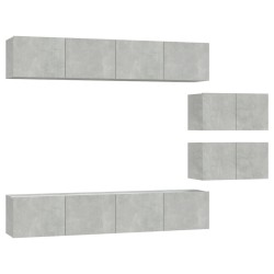 vidaXL Set de muebles de TV 6 pzas madera contrachapada gris hormigón