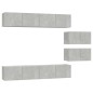 vidaXL Set de muebles de TV 6 pzas madera contrachapada gris hormigón