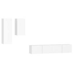 vidaXL Set de muebles para TV 4 piezas madera contrachapada blanco