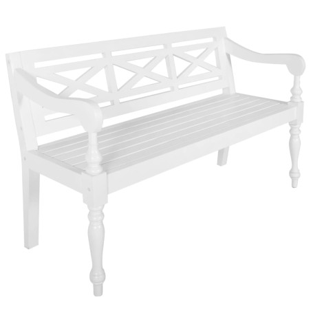 vidaXL Banco Batavia madera maciza de caoba blanco 123 cm