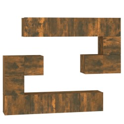 vidaXL Mueble de pared para TV madera contrachapada roble ahumado
