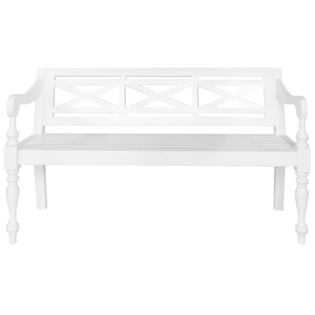 vidaXL Banco Batavia madera maciza de caoba blanco 123 cm