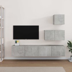 vidaXL Set de muebles de TV 4 pzas madera contrachapada gris hormigón