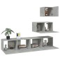 vidaXL Set de muebles de TV 4 pzas madera contrachapada gris hormigón vidaXL Set de muebles de TV 4 pzas madera contrachapada gris hormigón