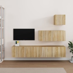 vidaXL Set de muebles para TV 4 pzas madera contrachapada roble Sonoma