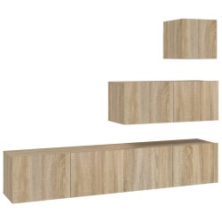vidaXL Set de muebles para TV 4 pzas madera contrachapada roble Sonoma