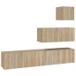 vidaXL Set de muebles para TV 4 pzas madera contrachapada roble Sonoma vidaXL Set de muebles para TV 4 pzas madera contrachapada roble Sonoma