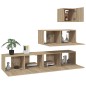 vidaXL Set de muebles para TV 4 pzas madera contrachapada roble Sonoma vidaXL Set de muebles para TV 4 pzas madera contrachapada roble Sonoma