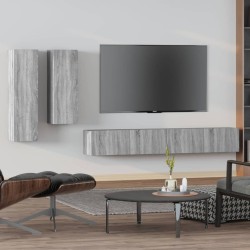 vidaXL Set de muebles para TV 4 pzas madera contrachapada gris Sonoma