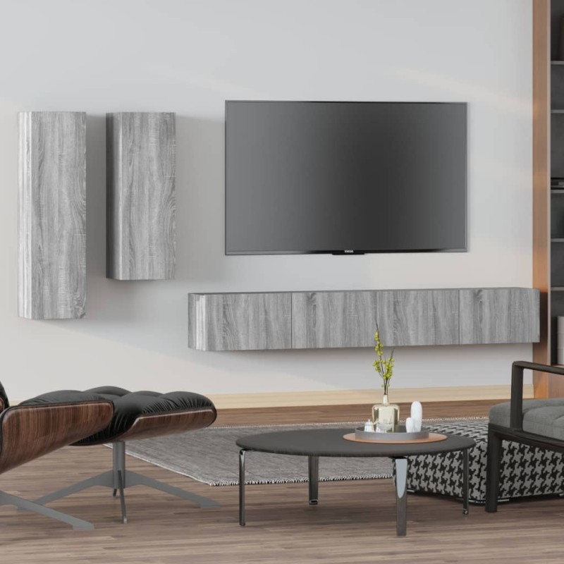 vidaXL Set de muebles para TV 4 pzas madera contrachapada gris Sonoma