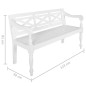 vidaXL Banco Batavia madera maciza de caoba blanco 123 cm vidaXL Banco Batavia madera maciza de caoba blanco 123 cm