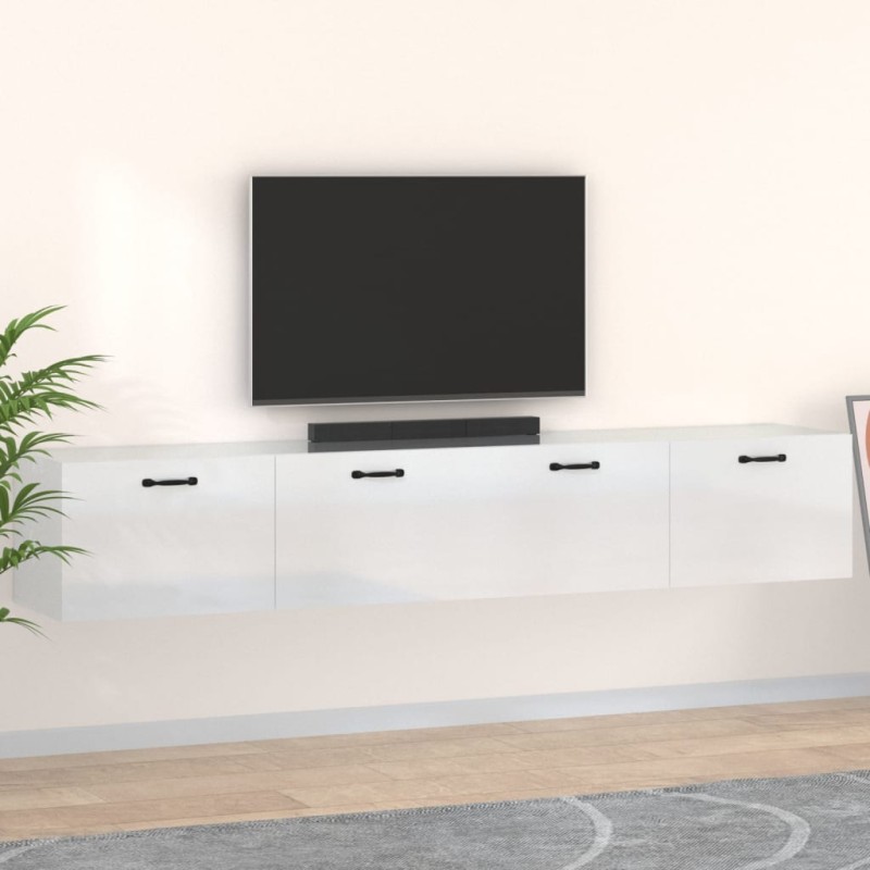 vidaXL Armarios pared 2 uds contrachapada blanco brillo 100x36,5x35 cm
