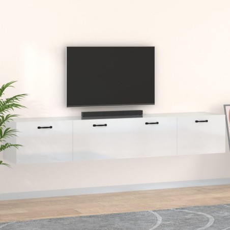 vidaXL Armarios pared 2 uds contrachapada blanco brillo 100x36,5x35 cm