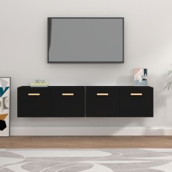 vidaXL Armario de pared 2 uds madera contrachapada negro 80x35x36,5 cm