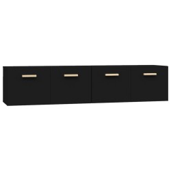 vidaXL Armario de pared 2 uds madera contrachapada negro 80x35x36,5 cm