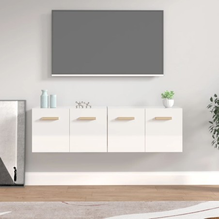 vidaXL Armarios pared 2 uds contrachapada blanco brillo 60x36,5x35 cm