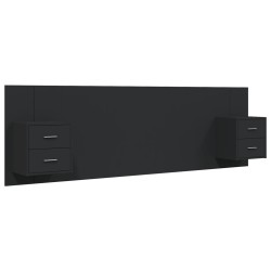 vidaXL Cabecero de cama con mesitas madera contrachapada negro