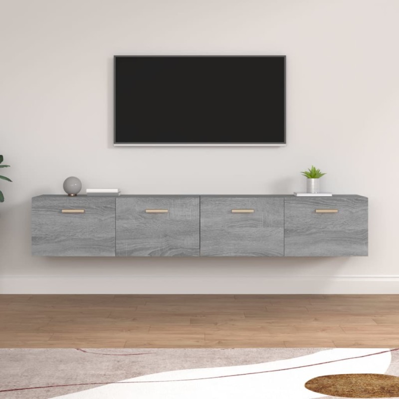 vidaXL Armarios pared 2 uds contrachapada gris sonoma 100x36,5x35 cm vidaXL Armarios pared 2 uds contrachapada gris sonoma 100x36,5x35 cm