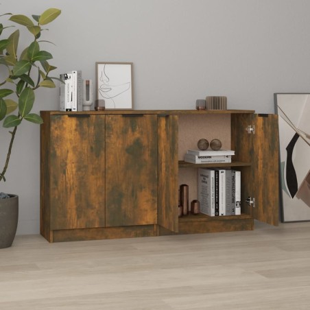vidaXL Aparadores 2 uds madera contrachapada roble ahumado 60x30x70 cm
