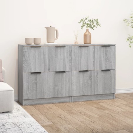 vidaXL Aparadores 2 uds madera contrachapada gris Sonoma 60x30x70 cm