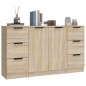 vidaXL Aparadores 3 piezas madera contrachapada color roble sonoma vidaXL Aparadores 3 piezas madera contrachapada color roble sonoma