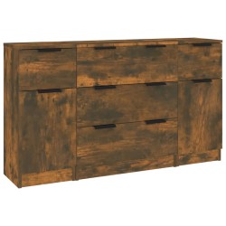 vidaXL Set de aparador 3 piezas madera contrachapada roble ahumado