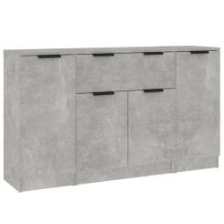 vidaXL Aparadores 3 piezas madera contrachapada gris cemento