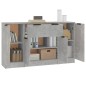 vidaXL Aparadores 3 piezas madera contrachapada gris cemento