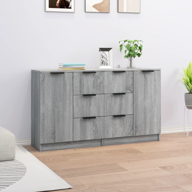 vidaXL Aparadores 2 uds madera contrachapada gris Sonoma 60x30x70 cm vidaXL Aparadores 2 uds madera contrachapada gris Sonoma 60x30x70 cm
