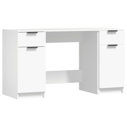 vidaXL Escritorio con armario lateral madera contrachapada blanco