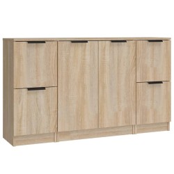 vidaXL Aparadores 3 piezas madera contrachapada color roble sonoma