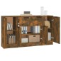 vidaXL Aparadores 3 piezas madera contrachapada roble ahumado vidaXL Aparadores 3 piezas madera contrachapada roble ahumado