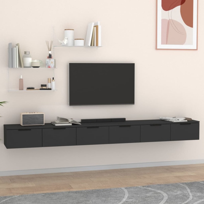 vidaXL Armarios de pared 2 uds madera contrachapada negro 102x30x20 cm vidaXL Armarios de pared 2 uds madera contrachapada negro 102x30x20 cm