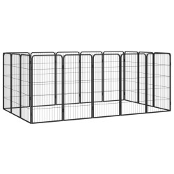 vidaXL Jaula perros 16 paneles acero recubierto polvo negro 50x100 cm