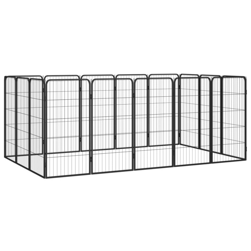 vidaXL Jaula perros 16 paneles acero recubierto polvo negro 50x100 cm vidaXL Jaula perros 16 paneles acero recubierto polvo negro 50x100 cm