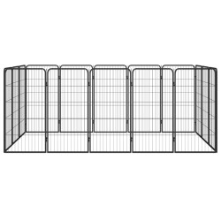 vidaXL Jaula perros 16 paneles acero recubierto polvo negro 50x100 cm