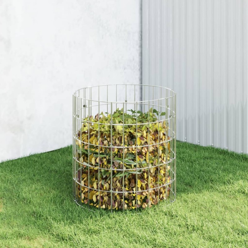 vidaXL Compostador de jardín acero galvanizado Ø50x50 cm vidaXL Compostador de jardín acero galvanizado Ø50x50 cm
